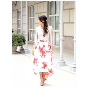 NWT Rules of Etiquette Cherry Blossom Floral Hi Lo Midi Circle Skirt L